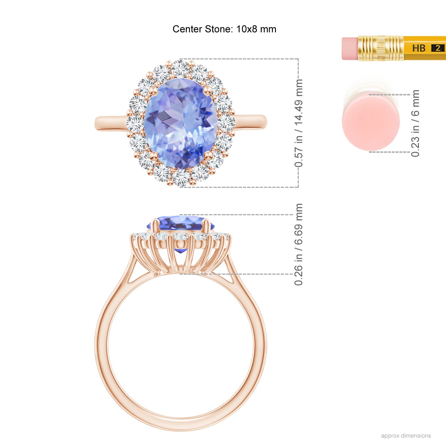 A - Tanzanite / 3.46 CT / 14 KT Rose Gold