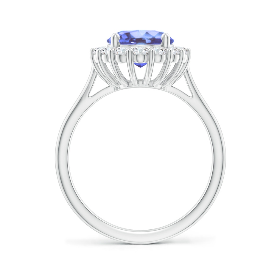 10x8mm A Oval Tanzanite Ring with Floral Diamond Halo in White Gold side-1