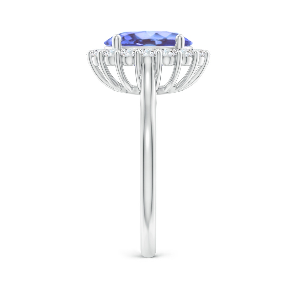 10x8mm A Oval Tanzanite Ring with Floral Diamond Halo in White Gold side-2
