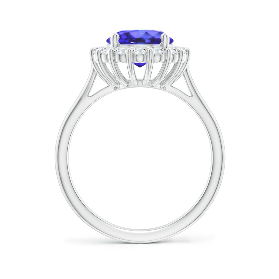 10x8mm AA Oval Tanzanite Ring with Floral Diamond Halo in White Gold side-1