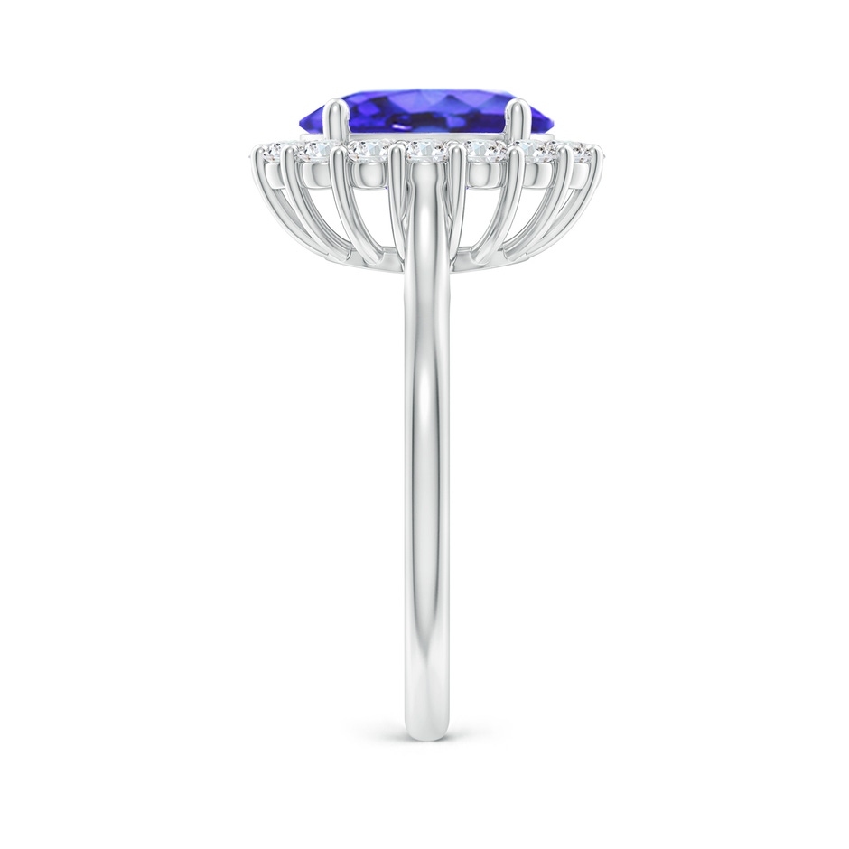 10x8mm AA Oval Tanzanite Ring with Floral Diamond Halo in White Gold side-2