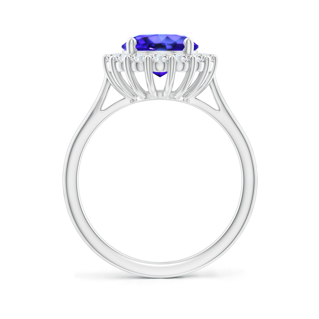 10x8mm AAA Oval Tanzanite Ring with Floral Diamond Halo in White Gold Side-1