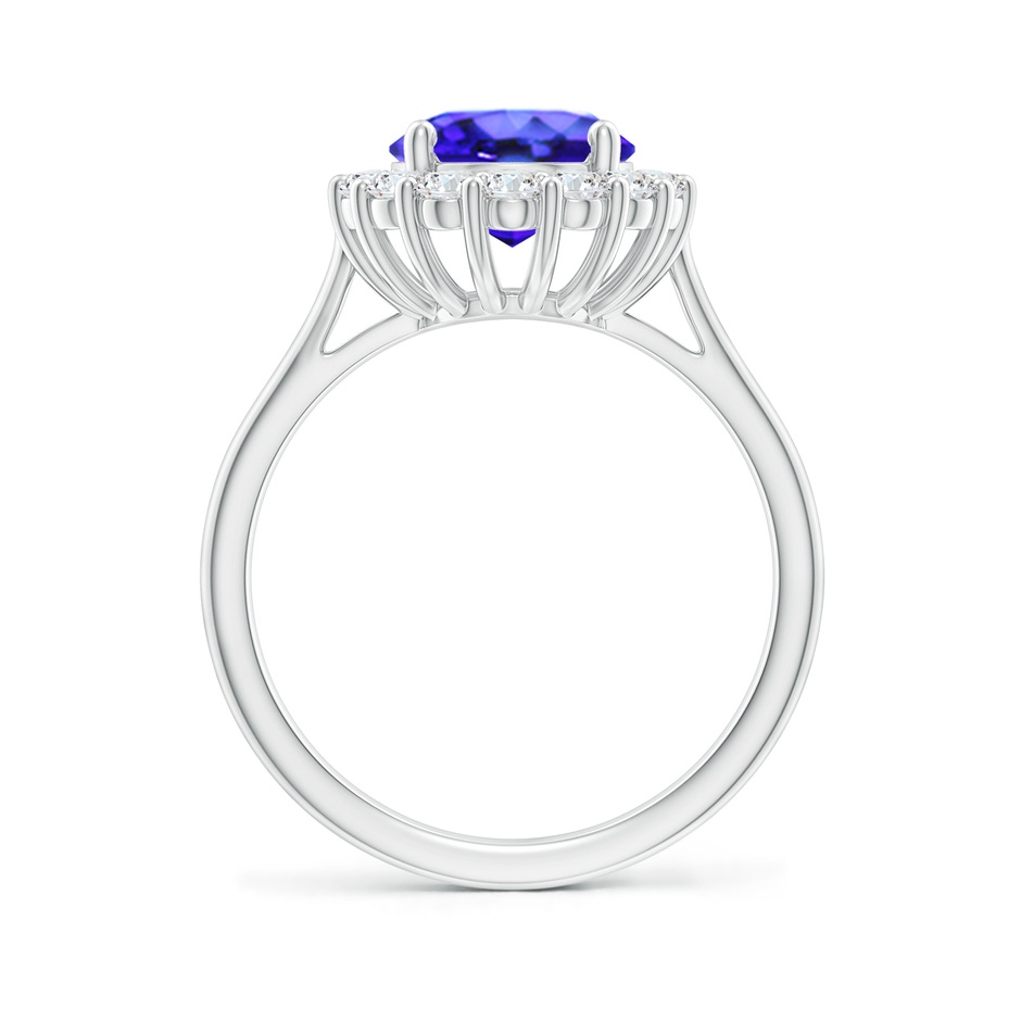 10x8mm AAA Oval Tanzanite Ring with Floral Diamond Halo in White Gold side-1