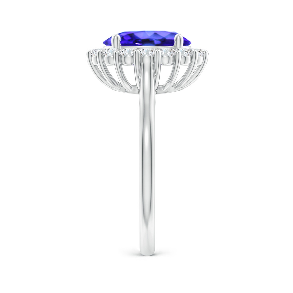 10x8mm AAA Oval Tanzanite Ring with Floral Diamond Halo in White Gold side-2