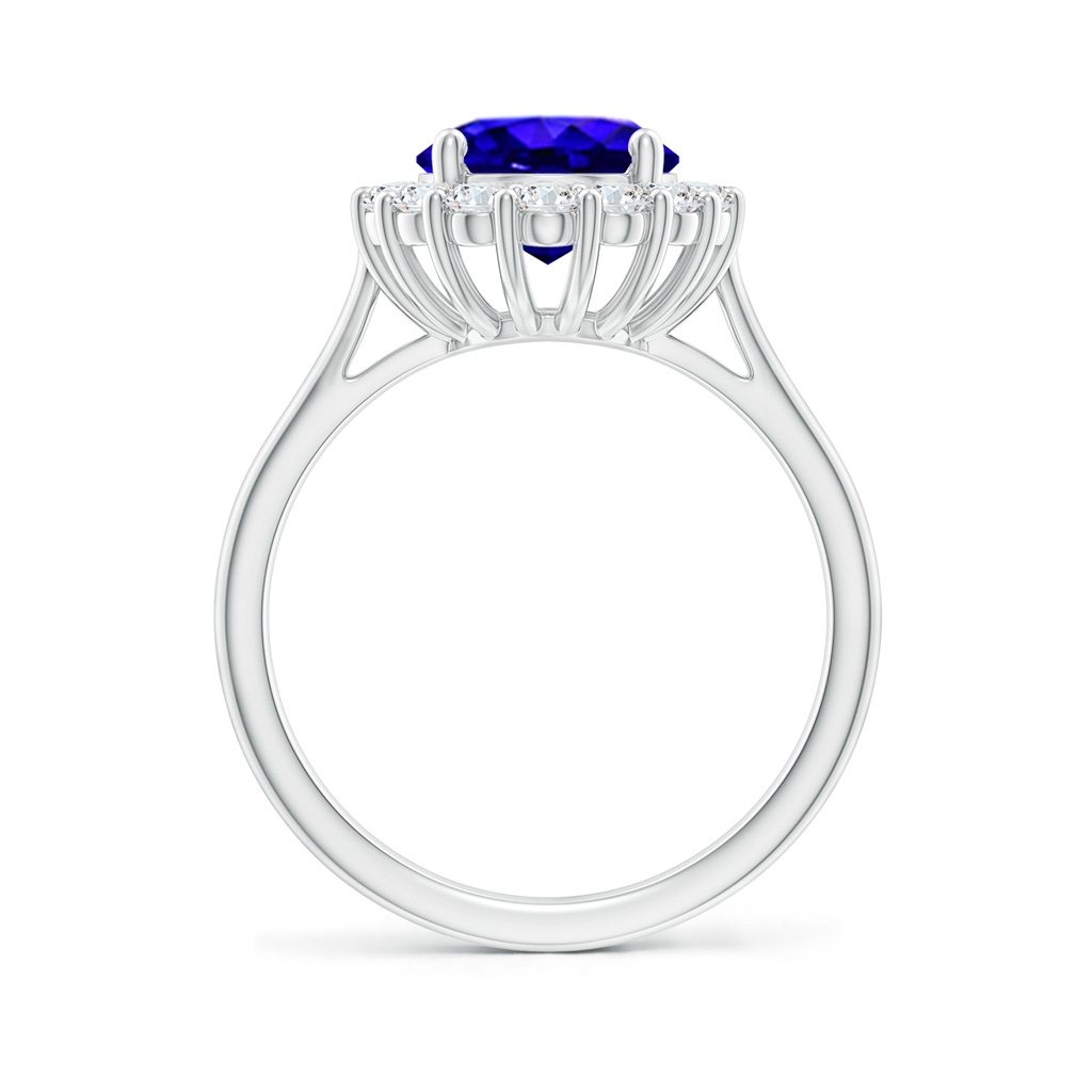 10x8mm AAAA Oval Tanzanite Ring with Floral Diamond Halo in P950 Platinum Side-1