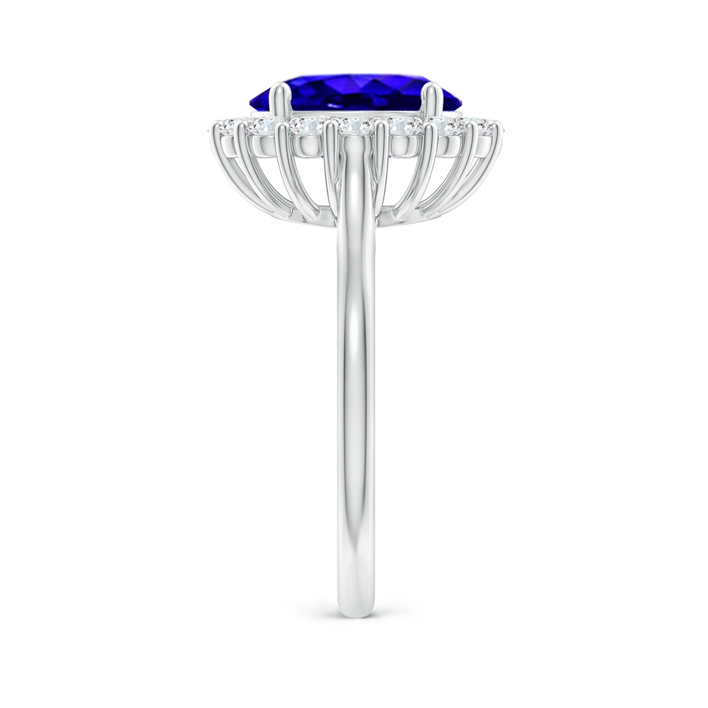 10x8mm AAAA Oval Tanzanite Ring with Floral Diamond Halo in P950 Platinum Side-2