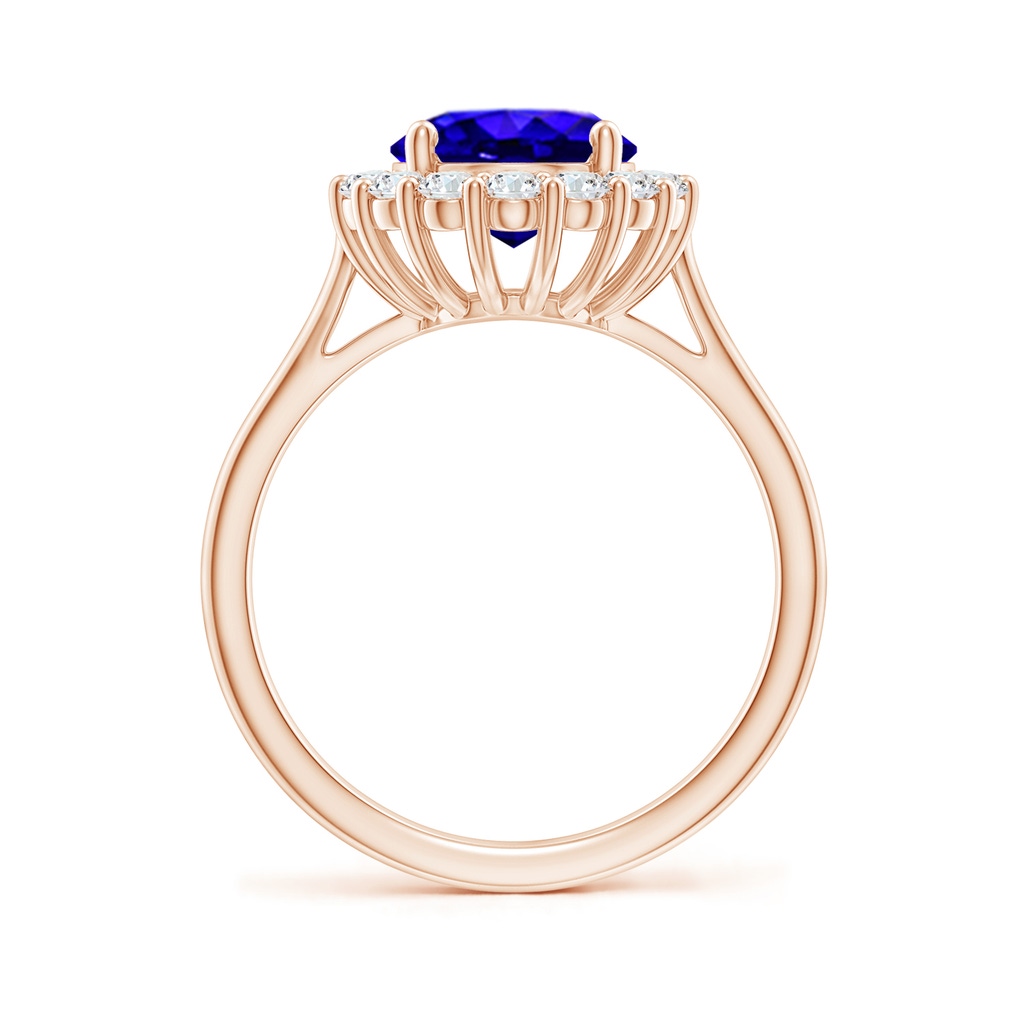 10x8mm AAAA Oval Tanzanite Ring with Floral Diamond Halo in Rose Gold - side_1