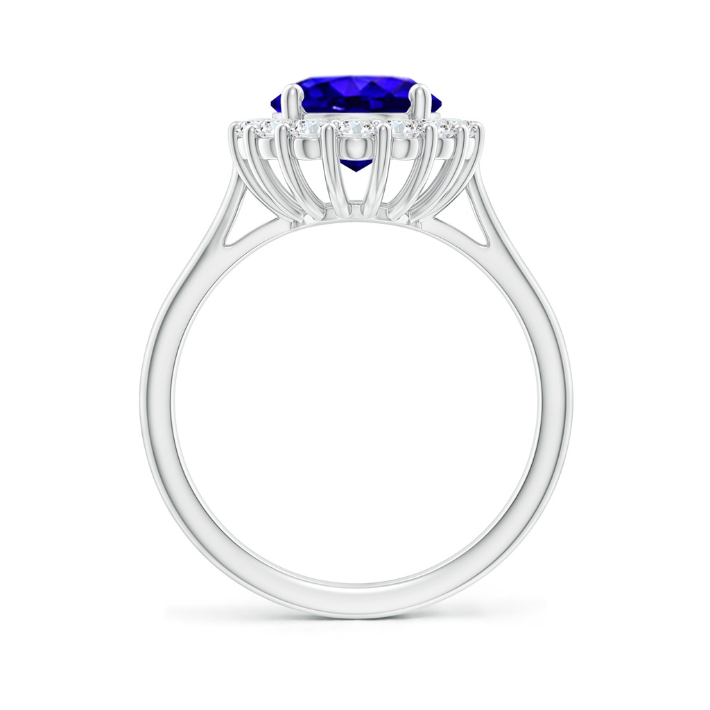 10x8mm AAAA Oval Tanzanite Ring with Floral Diamond Halo in White Gold - side_1
