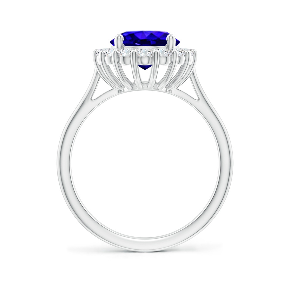 10x8mm AAAA Oval Tanzanite Ring with Floral Diamond Halo in White Gold side-1