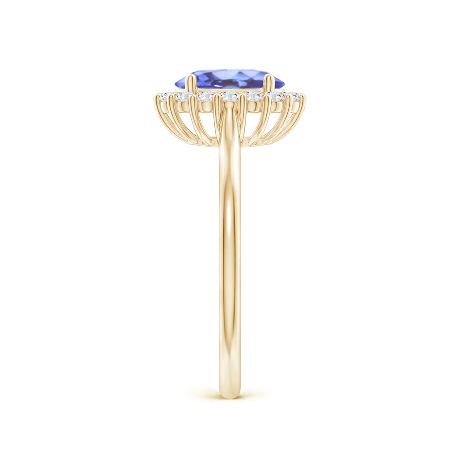 8x6mm A Oval Tanzanite Ring with Floral Diamond Halo in Yellow Gold side-2
