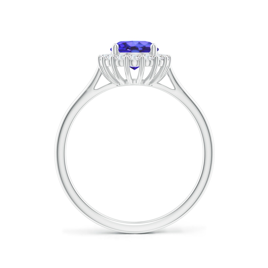 8x6mm AA Oval Tanzanite Ring with Floral Diamond Halo in P950 Platinum side-1