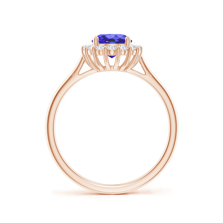 8x6mm AA Oval Tanzanite Ring with Floral Diamond Halo in Rose Gold side-1
