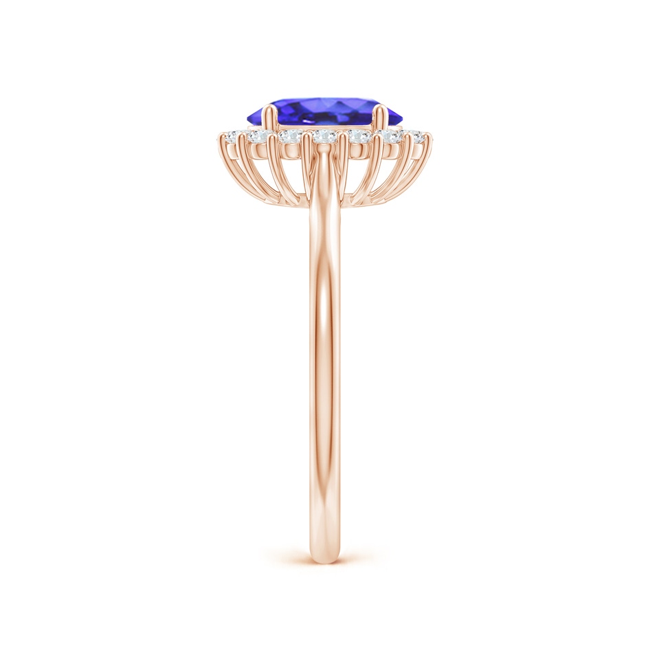 8x6mm AA Oval Tanzanite Ring with Floral Diamond Halo in Rose Gold side-2