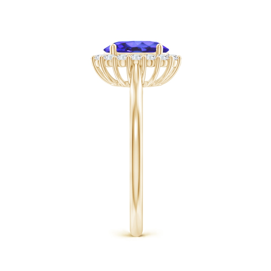 8x6mm AA Oval Tanzanite Ring with Floral Diamond Halo in Yellow Gold side-2