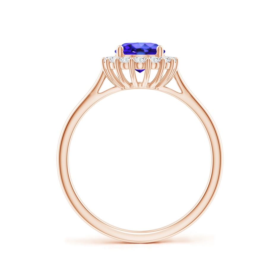 8x6mm AAA Oval Tanzanite Ring with Floral Diamond Halo in Rose Gold side-1