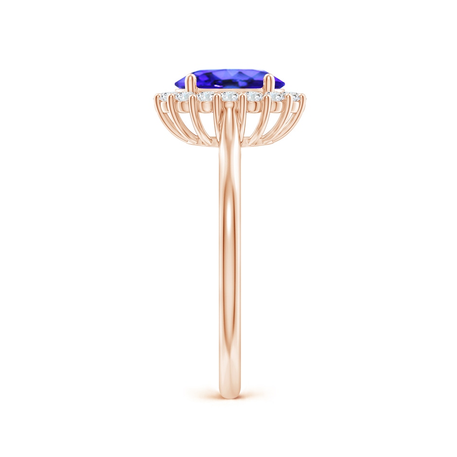 8x6mm AAA Oval Tanzanite Ring with Floral Diamond Halo in Rose Gold side-2