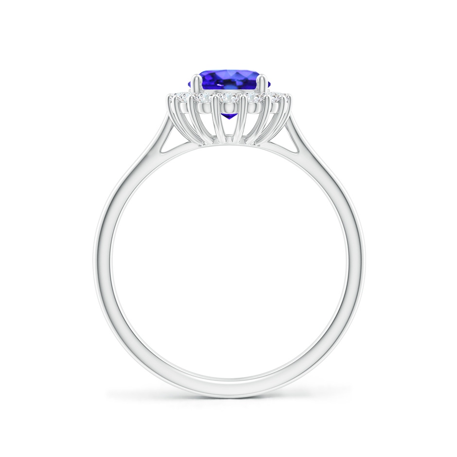 8x6mm AAA Oval Tanzanite Ring with Floral Diamond Halo in White Gold side-1