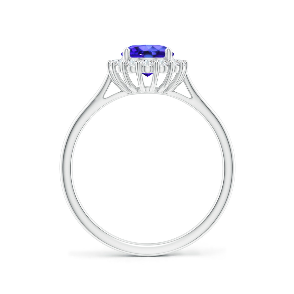 8x6mm AAA Oval Tanzanite Ring with Floral Diamond Halo in White Gold Side-1
