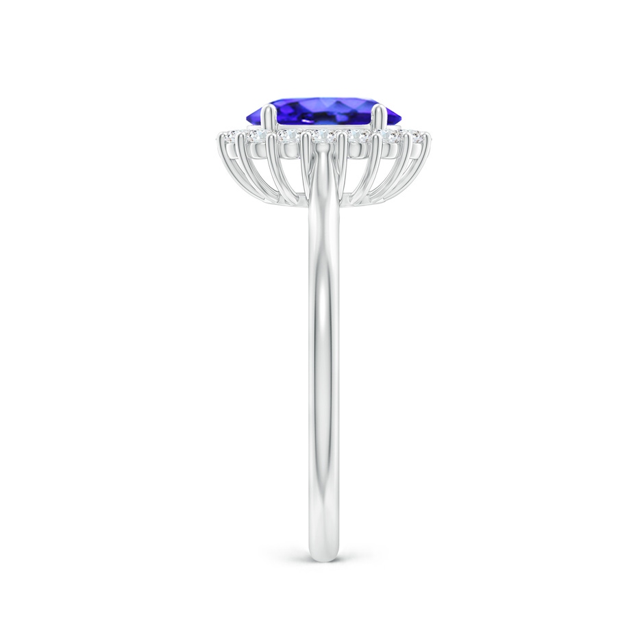 8x6mm AAA Oval Tanzanite Ring with Floral Diamond Halo in White Gold side-2