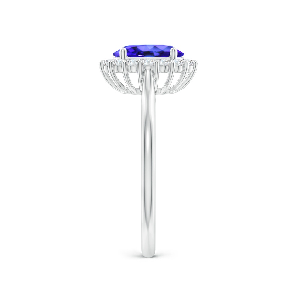 8x6mm AAA Oval Tanzanite Ring with Floral Diamond Halo in White Gold Side-2