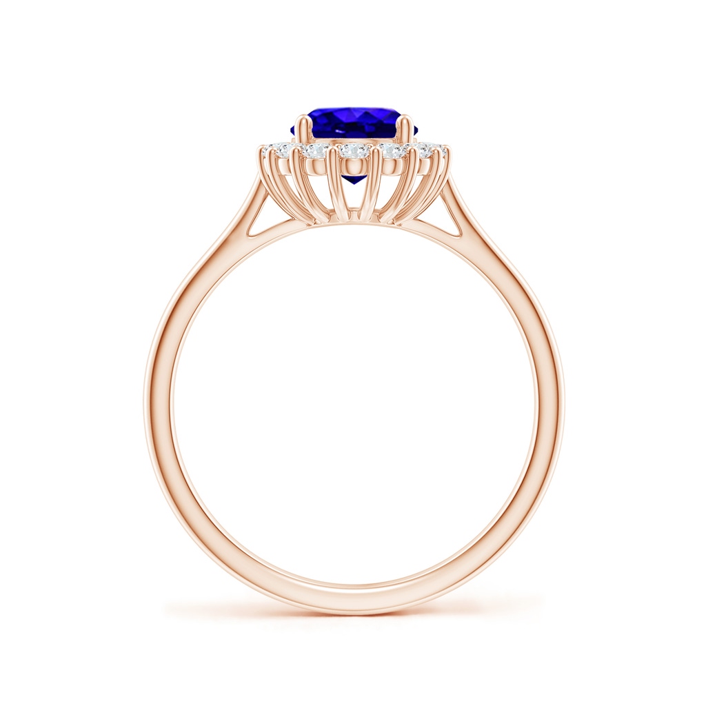 8x6mm AAAA Oval Tanzanite Ring with Floral Diamond Halo in Rose Gold Side-1