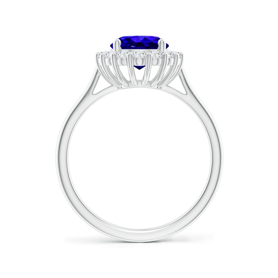 9x7mm AAAA Oval Tanzanite Ring with Floral Diamond Halo in P950 Platinum side-1