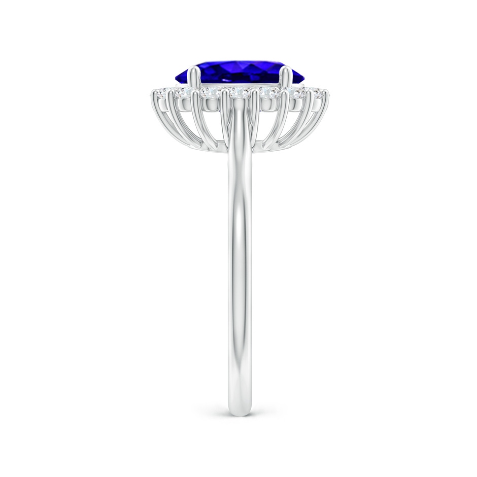 9x7mm AAAA Oval Tanzanite Ring with Floral Diamond Halo in P950 Platinum side-2