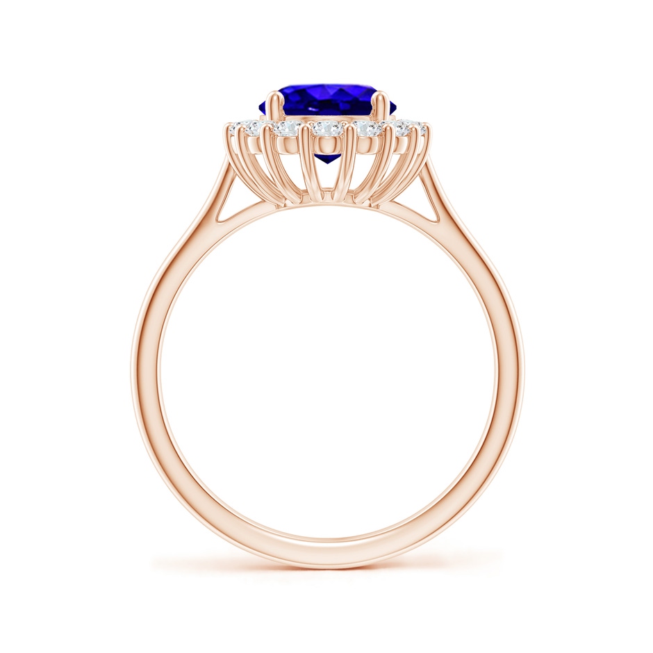 9x7mm AAAA Oval Tanzanite Ring with Floral Diamond Halo in Rose Gold side-1