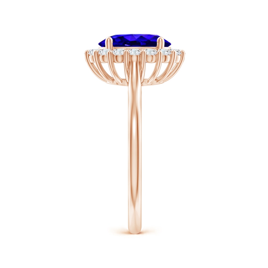 9x7mm AAAA Oval Tanzanite Ring with Floral Diamond Halo in Rose Gold side-2