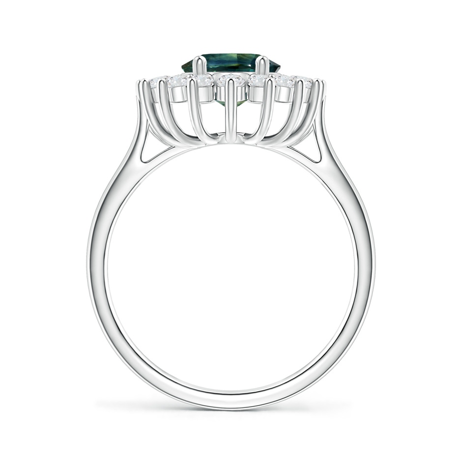 8.31x6.92x4.91mm AAA GIA Certified Teal Montana Sapphire Ring with Floral Halo in P950 Platinum side-1