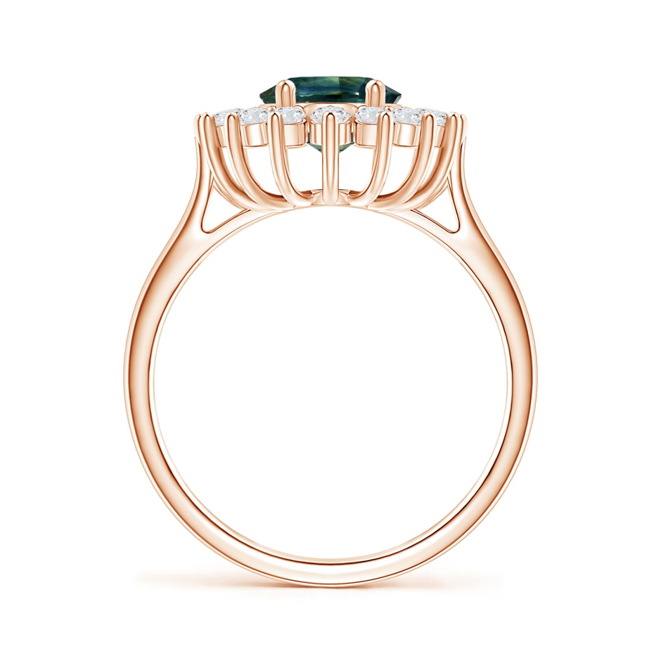 8.31x6.92x4.91mm AAA GIA Certified Teal Montana Sapphire Ring with Floral Halo in Rose Gold side-1