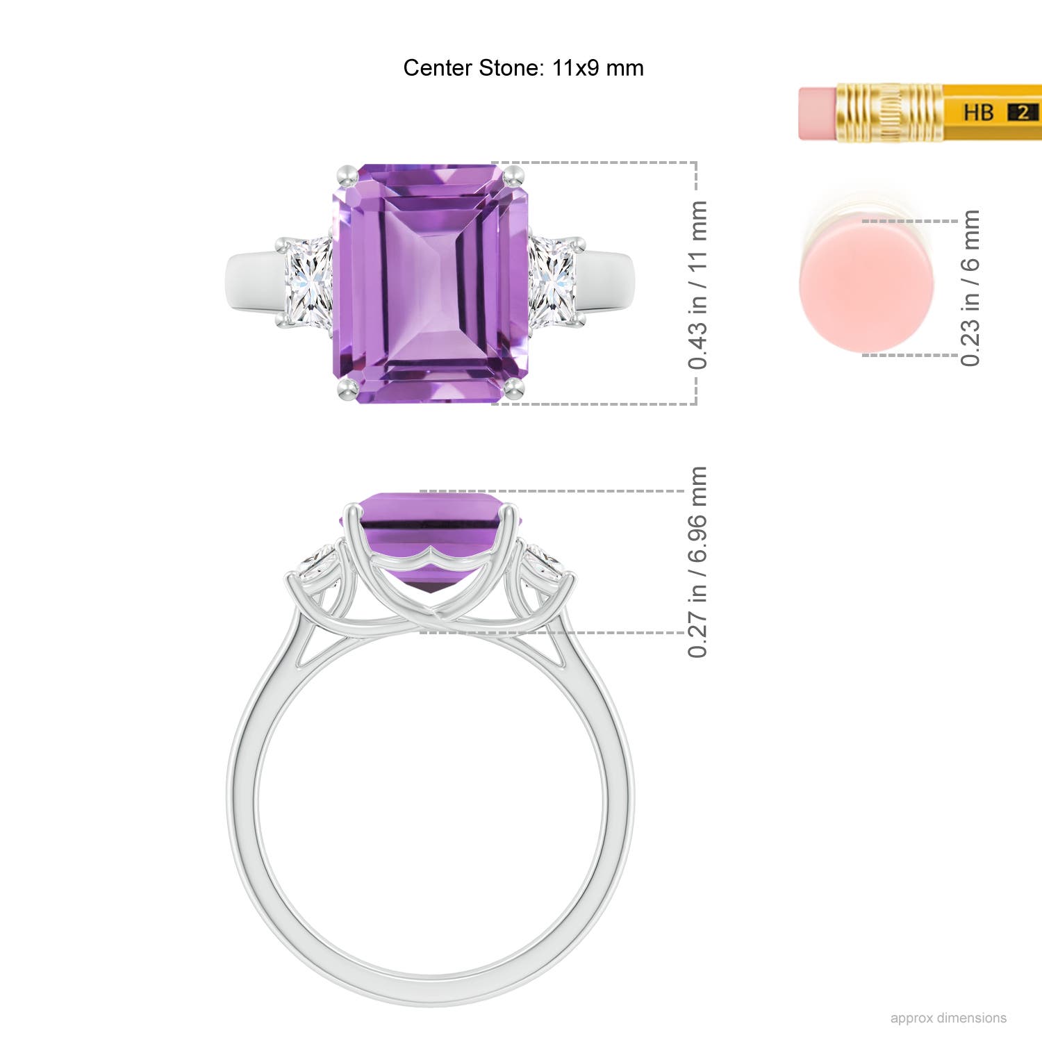 A - Amethyst / 4.32 CT / 14 KT White Gold