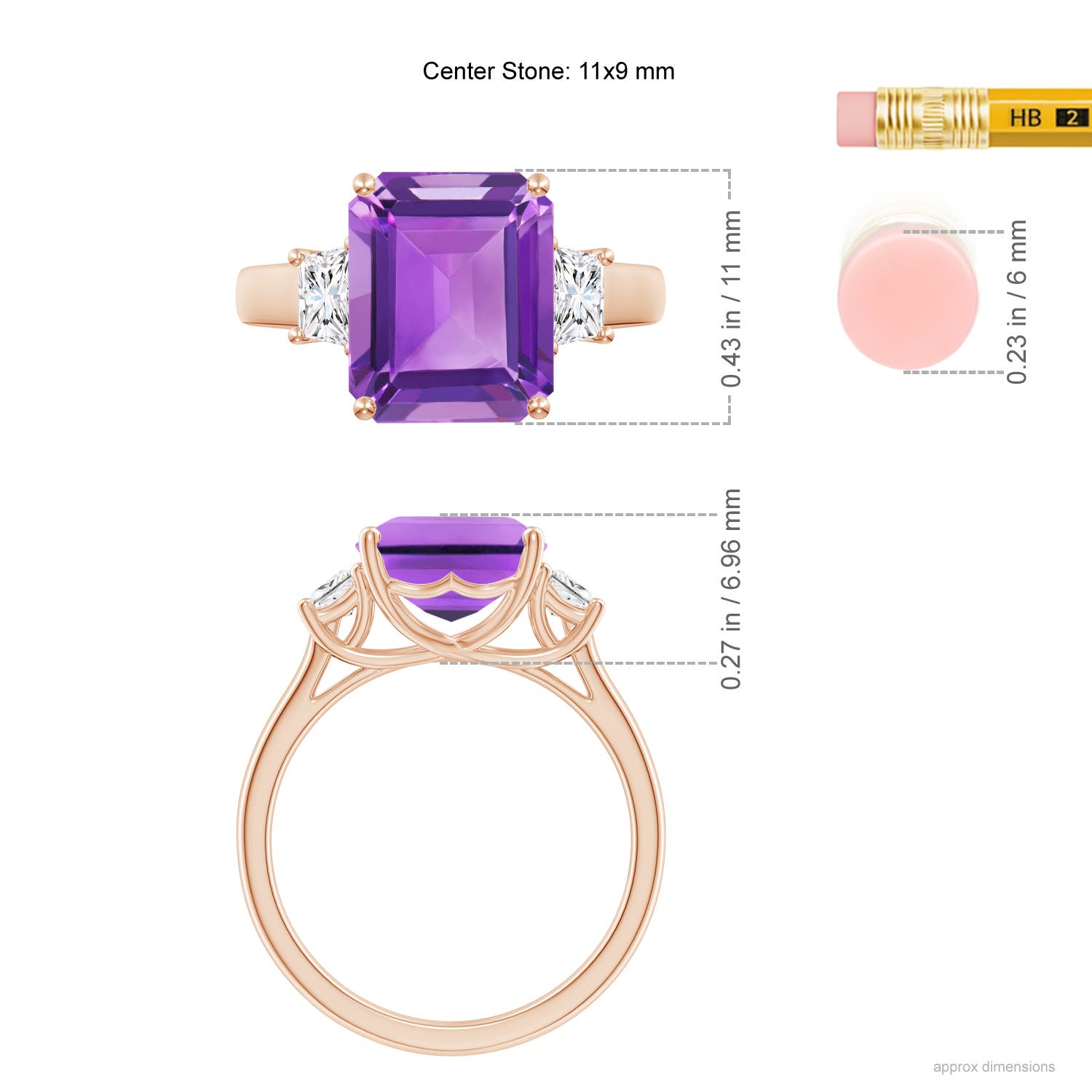 AA - Amethyst / 4.32 CT / 14 KT Rose Gold