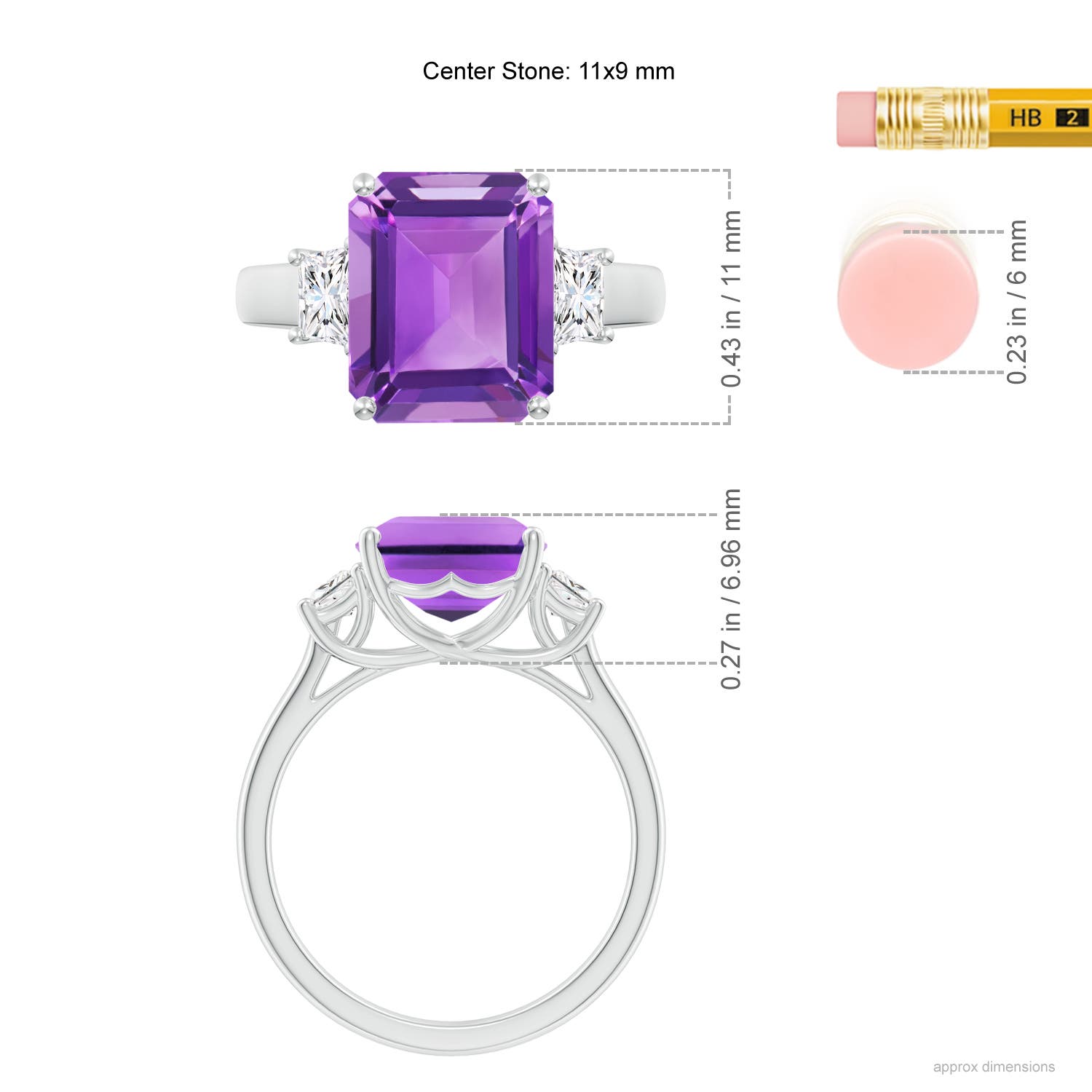AA- Amethyst / 4.32 CT / 14 KT White Gold