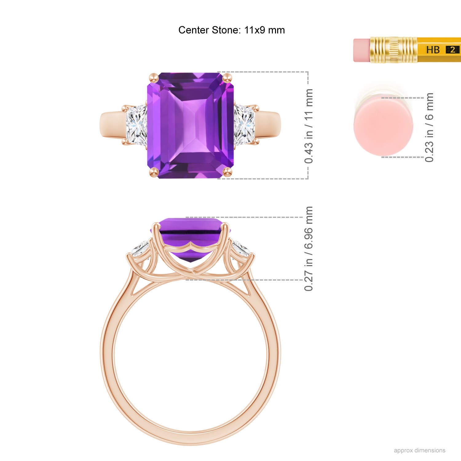 AAA- Amethyst / 4.32 CT / 14 KT Rose Gold