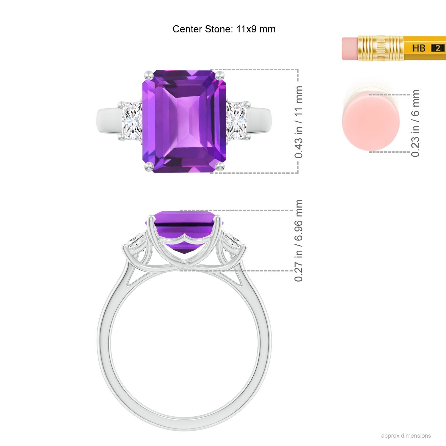 AAA- Amethyst / 4.32 CT / 14 KT White Gold