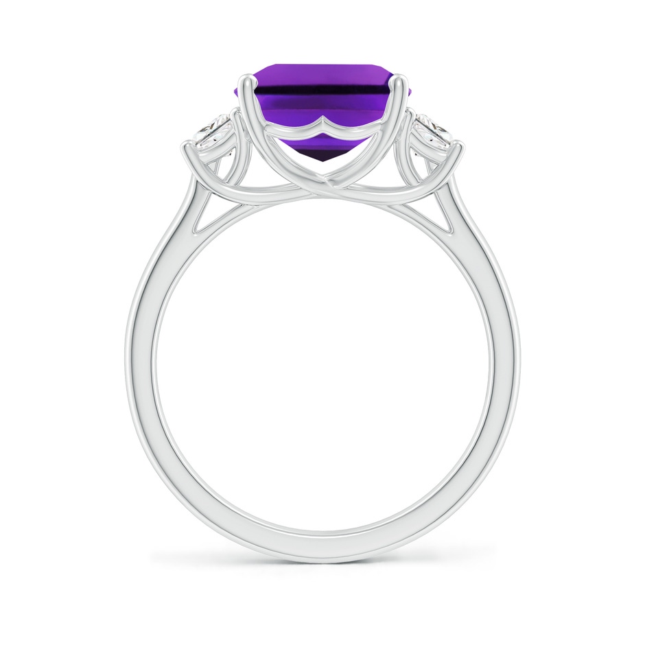 11x9mm AAAA Three Stone Emerald-Cut Amethyst and Diamond Ring in P950 Platinum side-1