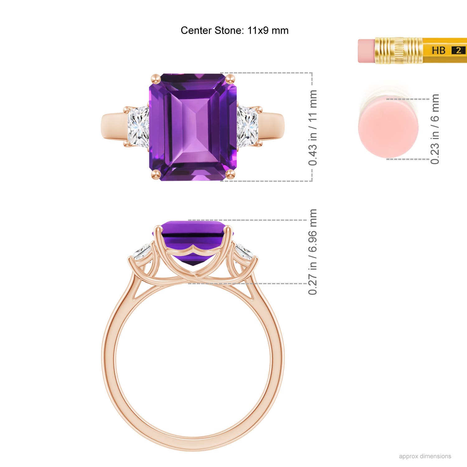 AAAA - Amethyst / 4.32 CT / 14 KT Rose Gold