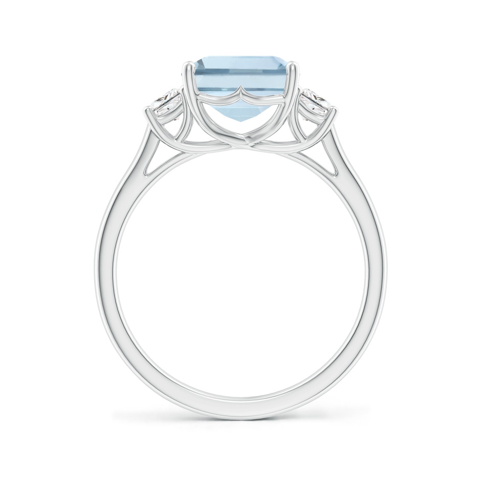 10x8mm A Three Stone Emerald-Cut Aquamarine and Diamond Ring in P950 Platinum side-1