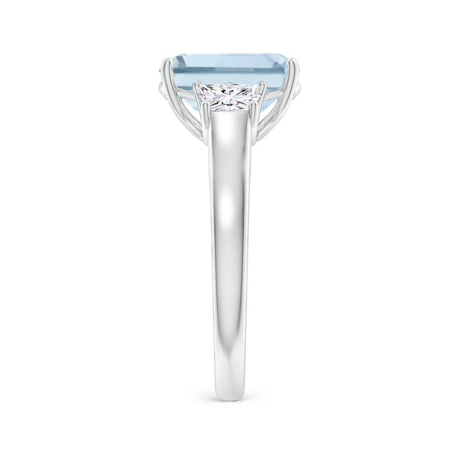 10x8mm A Three Stone Emerald-Cut Aquamarine and Diamond Ring in P950 Platinum side-2