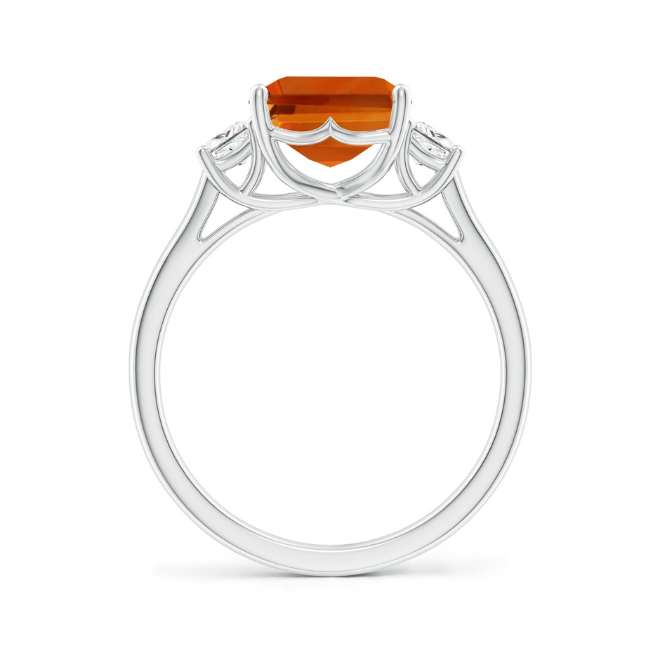10x8mm AAAA Three Stone Emerald-Cut Citrine and Diamond Ring in P950 Platinum side-1