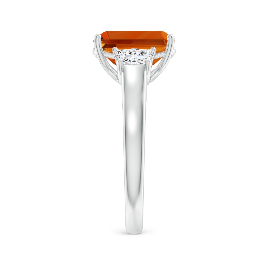 10x8mm AAAA Three Stone Emerald-Cut Citrine and Diamond Ring in P950 Platinum side-2