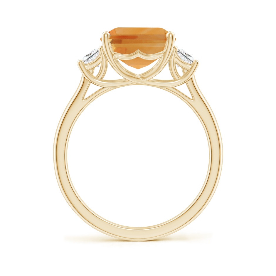 11x9mm A Three Stone Emerald-Cut Citrine and Diamond Ring in Yellow Gold side-1