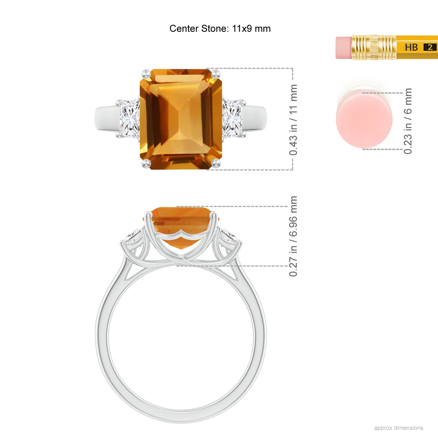 AA - Citrine / 4.52 CT / 14 KT White Gold