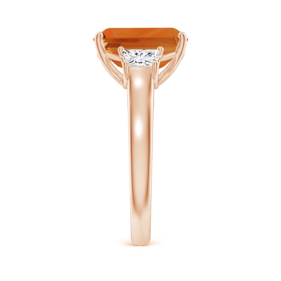 11x9mm AAA Three Stone Emerald-Cut Citrine and Diamond Ring in Rose Gold side-2