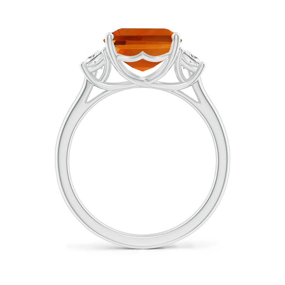 11x9mm AAAA Three Stone Emerald-Cut Citrine and Diamond Ring in P950 Platinum side-1