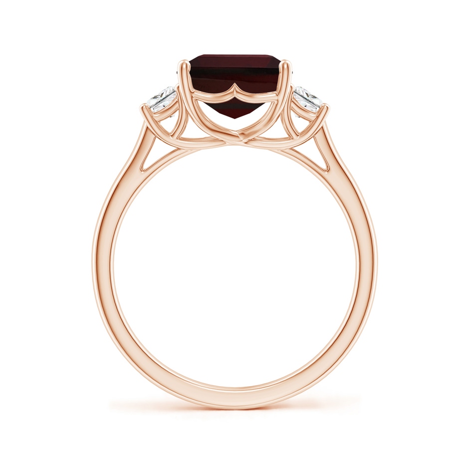 10x8mm A Three Stone Emerald-Cut Garnet and Diamond Ring in Rose Gold side 199