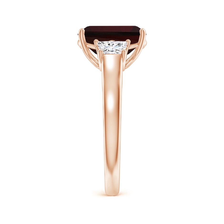 10x8mm A Three Stone Emerald-Cut Garnet and Diamond Ring in Rose Gold side 299