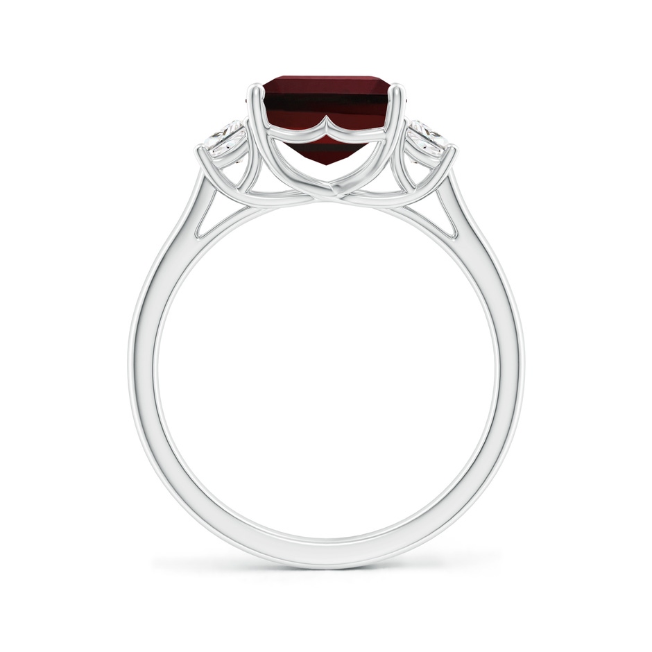 10x8mm AAA Three Stone Emerald-Cut Garnet and Diamond Ring in 9K White Gold side 199