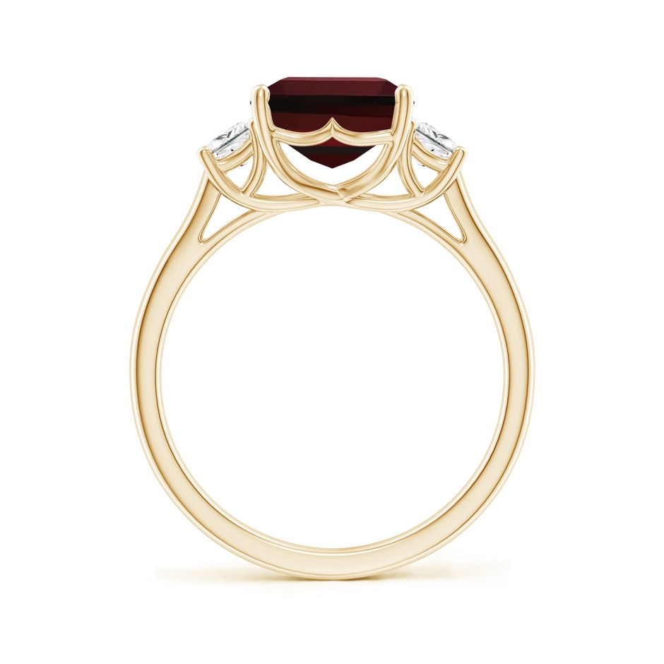 10x8mm AAA Three Stone Emerald-Cut Garnet and Diamond Ring in Yellow Gold side 199